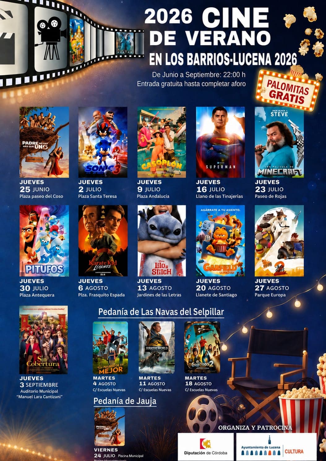Cine de Verano en los Barrios 2026 (Córdoba)